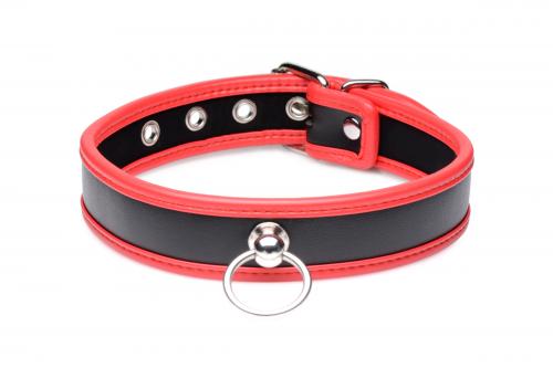 Opvallende Collar Met O-ring – Zwart/Rood